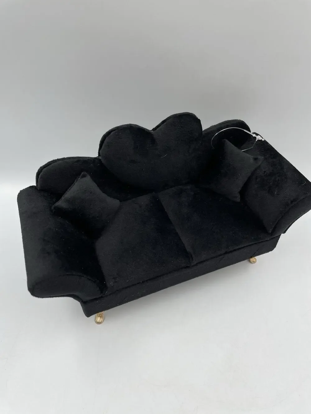 Shabby Chic Mini Black Couch Jewelry Holder/Organizer Box NEW